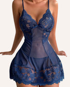 Midnight Elegance Lace Babydoll Lingerie Set | Premium Women's Sleepwear
