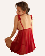 Romantic Red Lace Ruffle Babydoll Lingerie Set