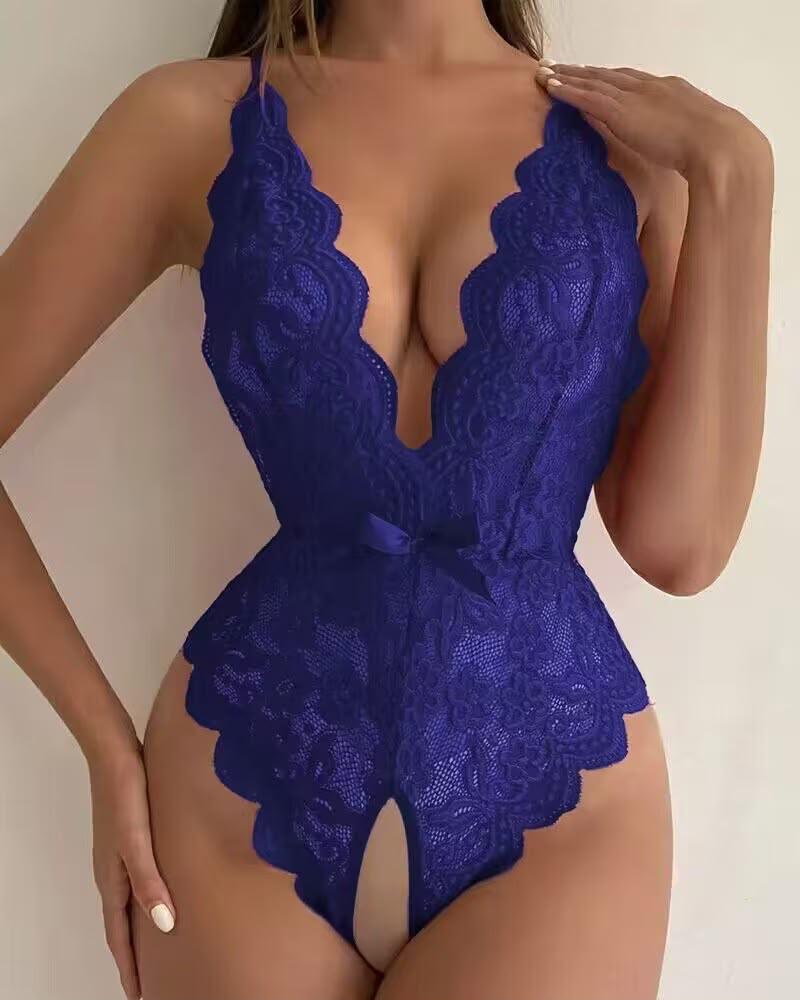Midnight Desire™ Floral Lace Teddy Bodysuit – Elegant Backless Lingerie